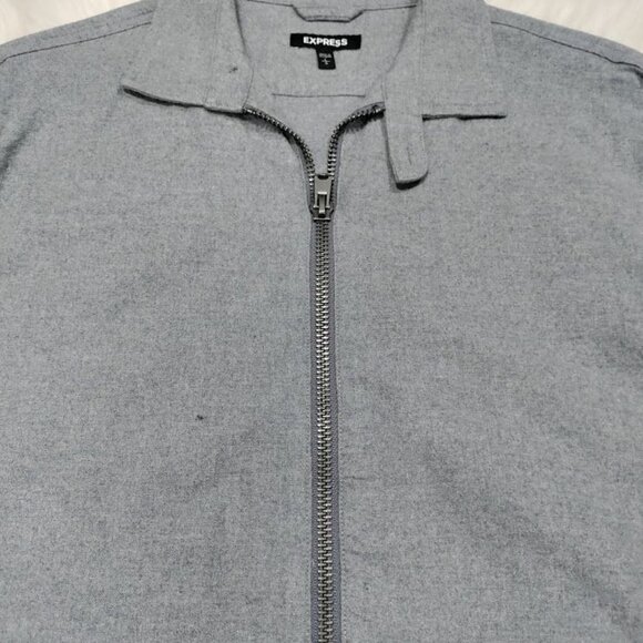 Express 100% Cotton Long Sleeve Full Zip Chore Coat Jacket Gray Men's Size Large - Picture 5 of 12